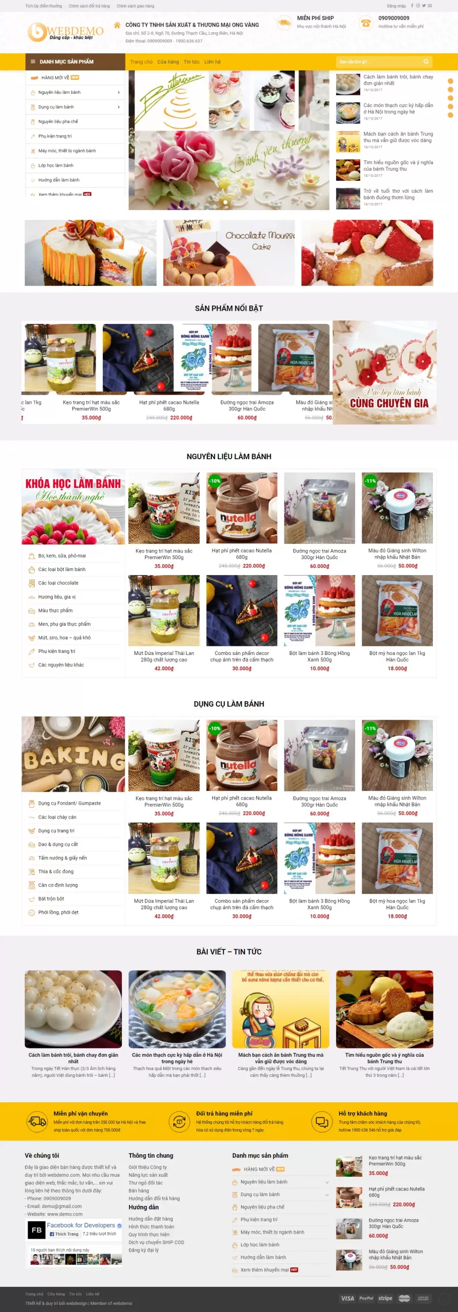 Mẫu website bán bánh
