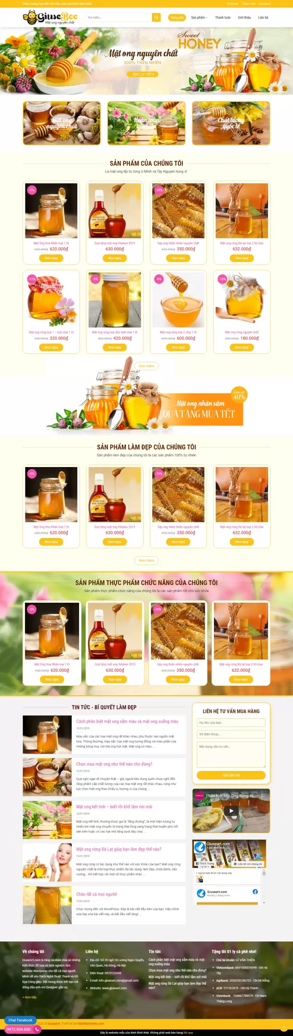 Mẫu website bán mật ong